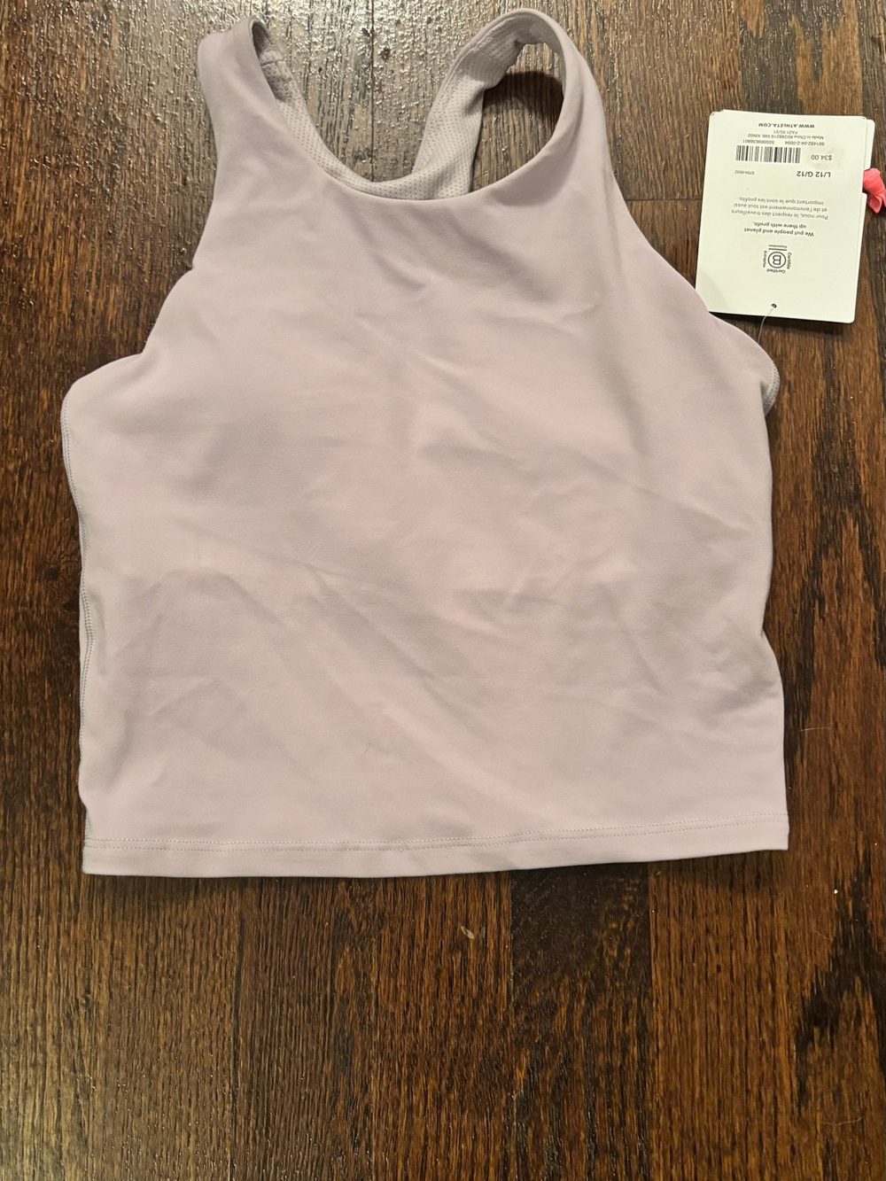 Athleta High-Neck Crop Sports Bra Tank Top - Light Lavender